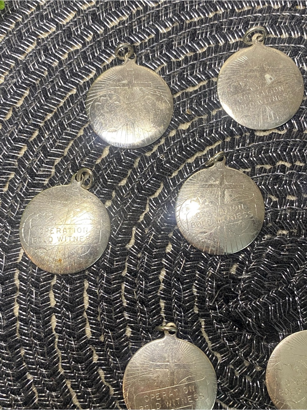 Set of 8 Round Vintage Silver-Toned “Operation Bold Witness” charms - Picture 3 of 9